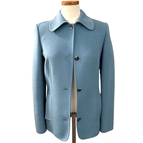 Michael Kors Collection Wool Jacket XS Blue Gray Collar Career Minimalist Chic - Picture 5 of 14